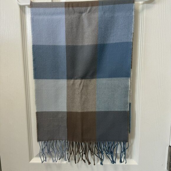 Scarf Blue Gray 100% Cashmere Made In Germany Hand Tailored Women's 12” x 64” - Picture 1 of 5
